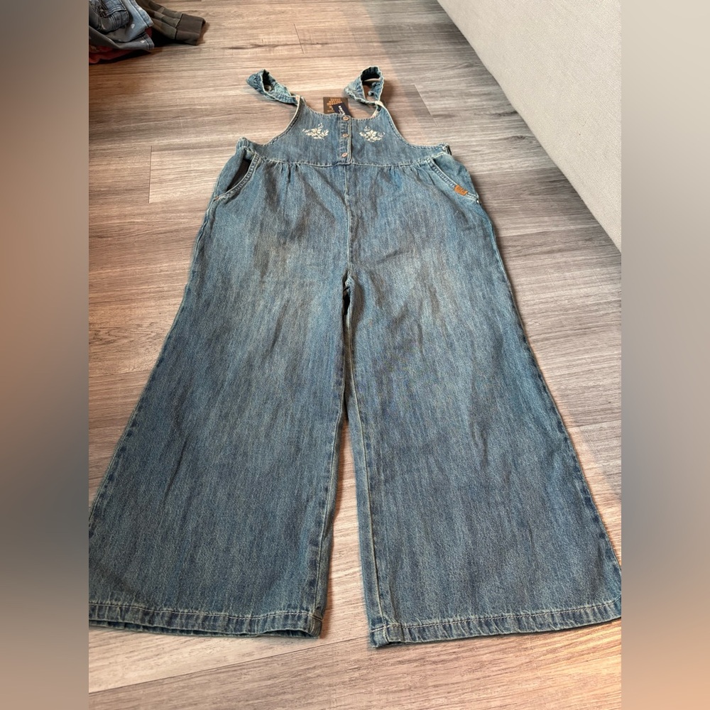 Kids' Denim Overalls with Embroidered Details